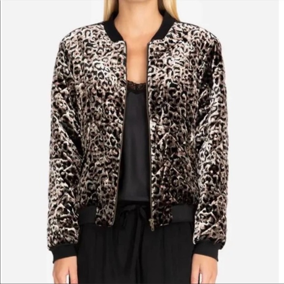 JOHNNY WAS Leopard Velvet Quilted Bomber Jacket - Picture 2 of 4